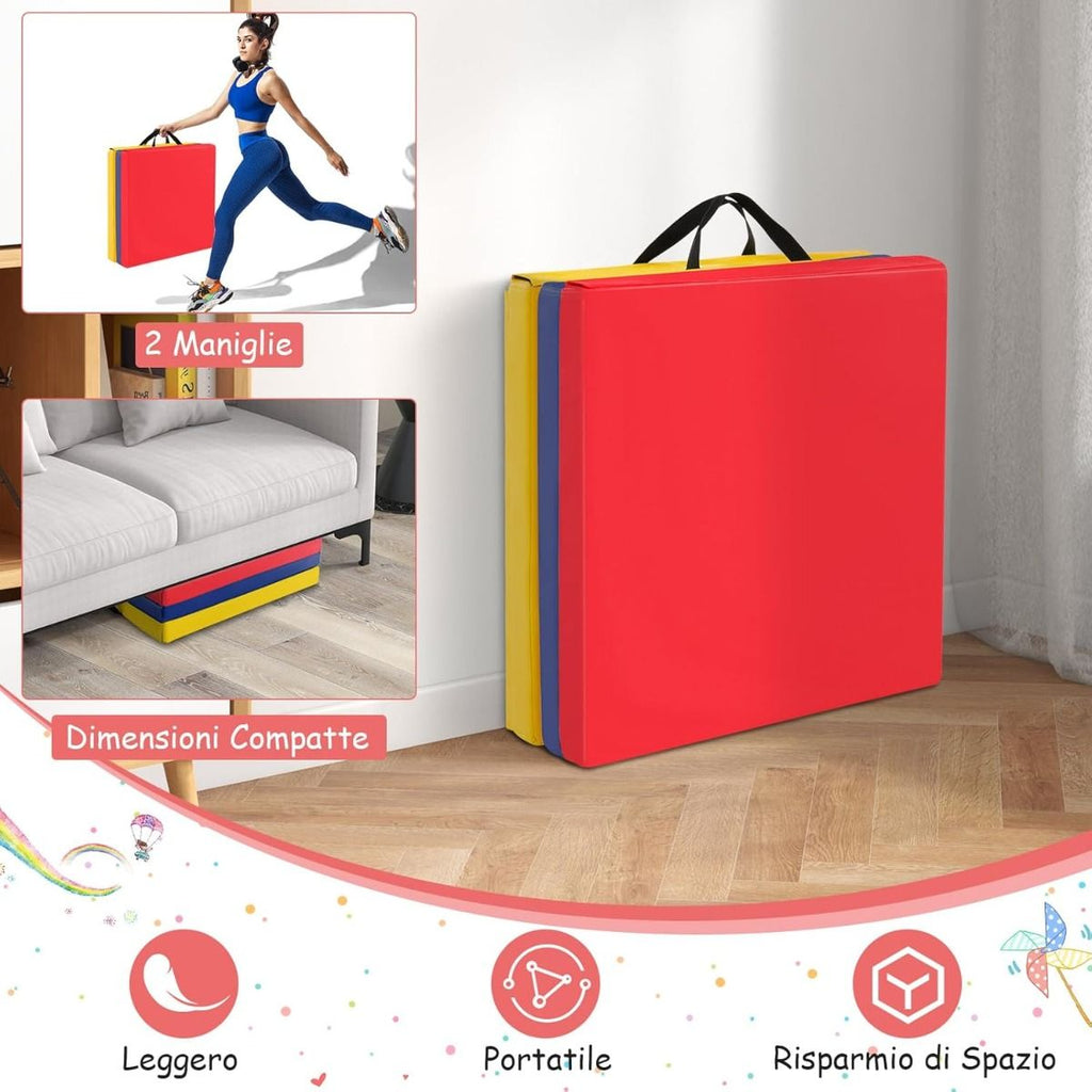 Tappetino Yoga Pieghevole in Pelle PU, Materassino Fitness Spessore Multifunzionale E Antiscivolo 180X60X5Cm 9 Colori