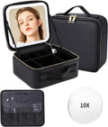 Professional Portable Makeup Case with LED Mirror, Adjustable Dividers, 3 Lighting Modes, Waterproof Cosmetic Storage for Women