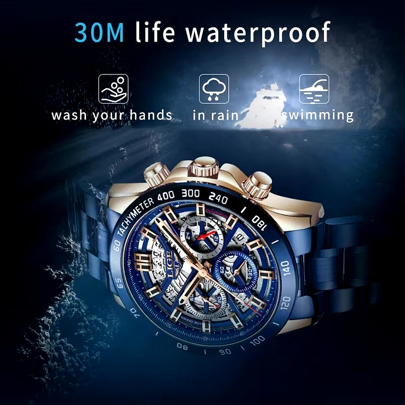 2026 New Men Watch Top Brand Luxury Hollow Watch Men Waterproof Sport Quartz Chronograph Wrist Watch Man Relogio Masculino