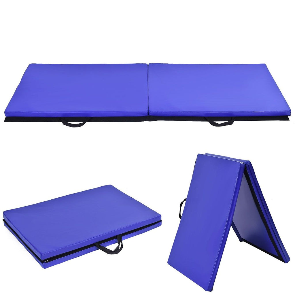 Tappetino Yoga Pieghevole Materassino Ginnastica Spessore Multifunzionale E Antiscivolo 180X60X4Cm Blu/Viola