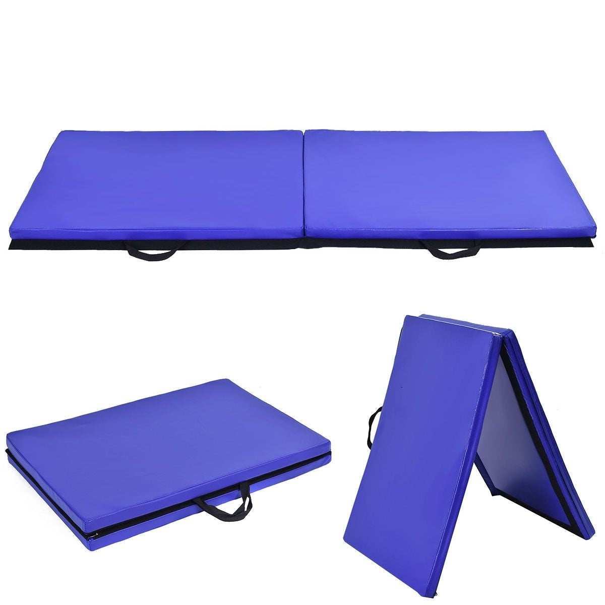 Tappetino Yoga Pieghevole Materassino Ginnastica Spessore Multifunzionale E Antiscivolo 180X60X4Cm Blu/Viola