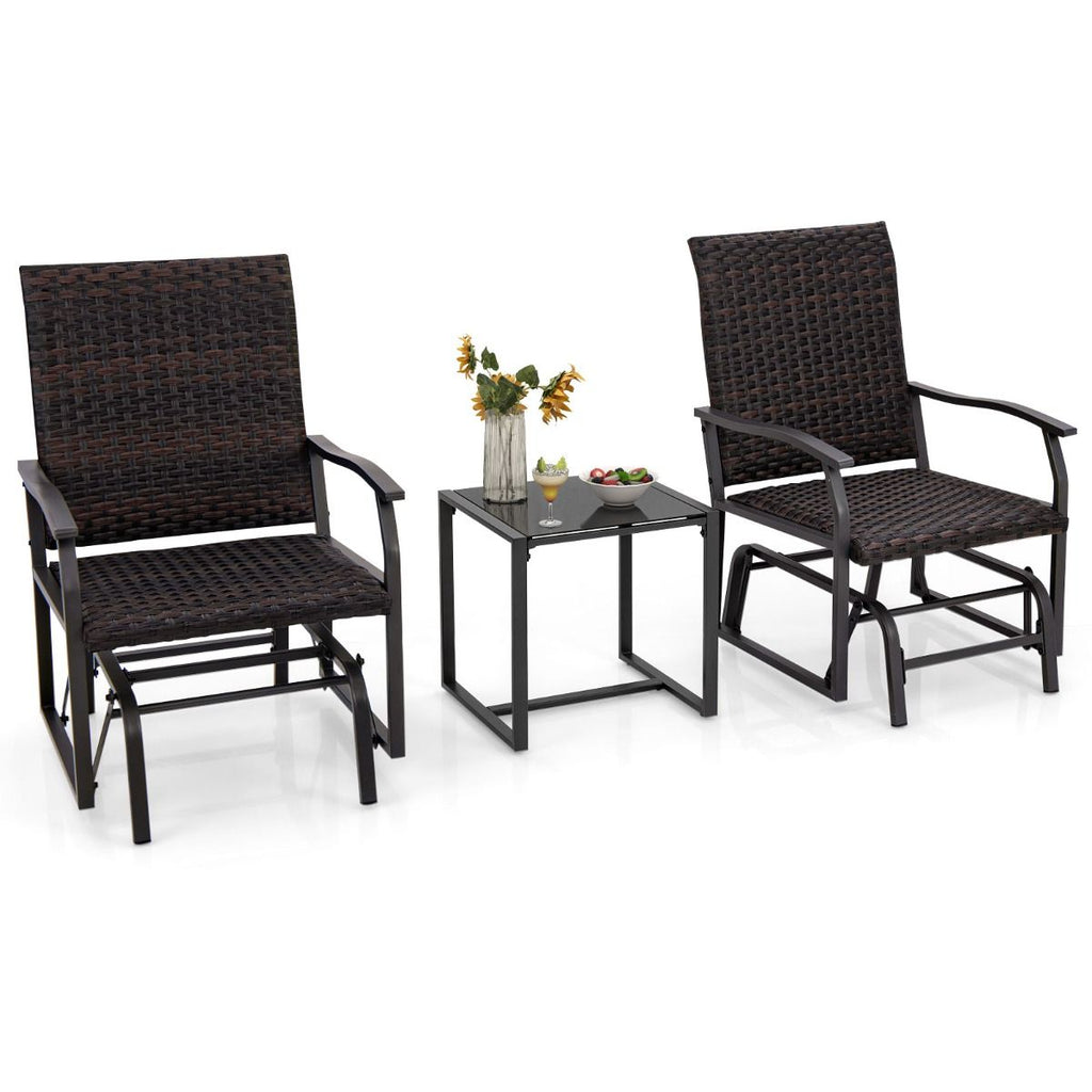 Elegante Set Da Giardino a Dondolo in Rattan Marrone: Comfort e Stile per il Tuo Spazio Esterno
