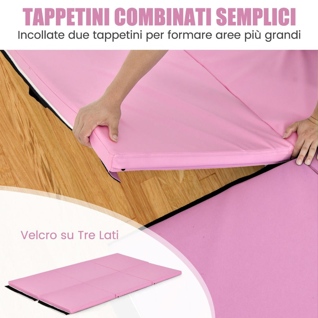 Tappetino Yoga Pieghevole in Pelle PU, Materassino Fitness Spessore Multifunzionale E Antiscivolo 180X60X5Cm 9 Colori