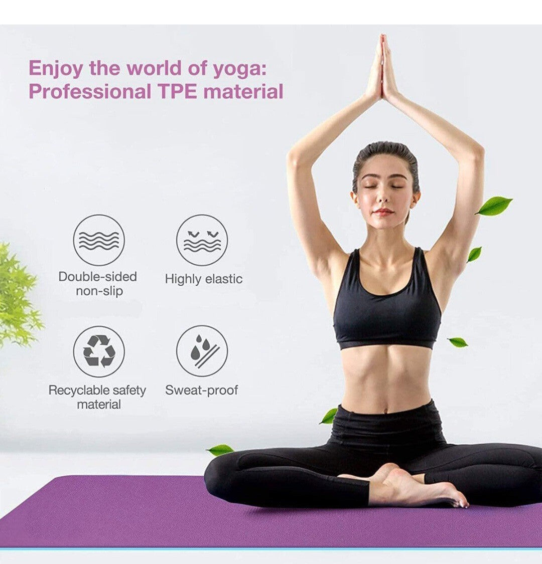 Tappetino Yoga Ecologico in TPE, Tappeto Antiscivolo per Allenamento