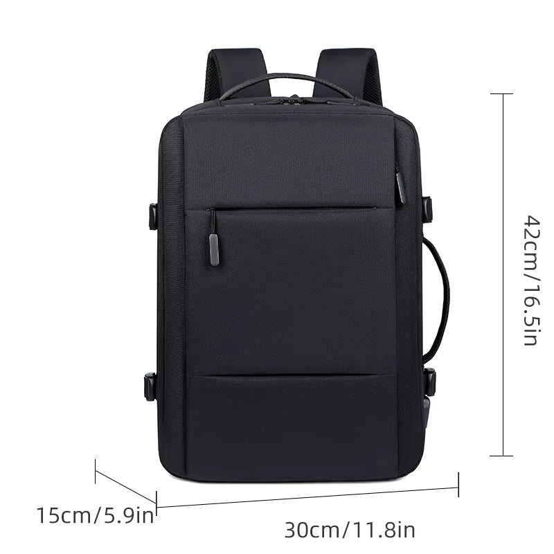 Versatile Business & Travel Backpack for Men - Expandable, Waterproof with USB Charging Port