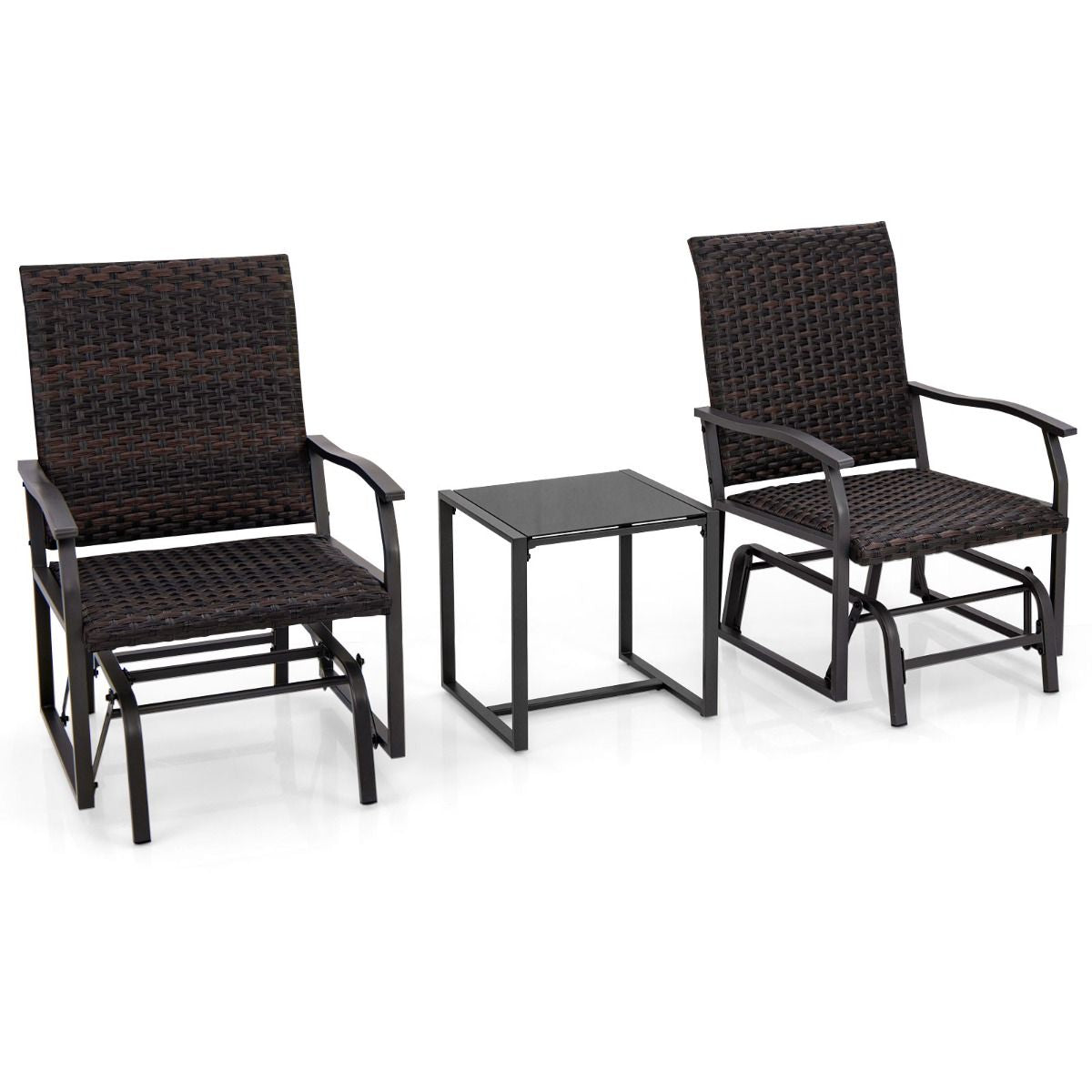 Elegante Set Da Giardino a Dondolo in Rattan Marrone: Comfort e Stile per il Tuo Spazio Esterno