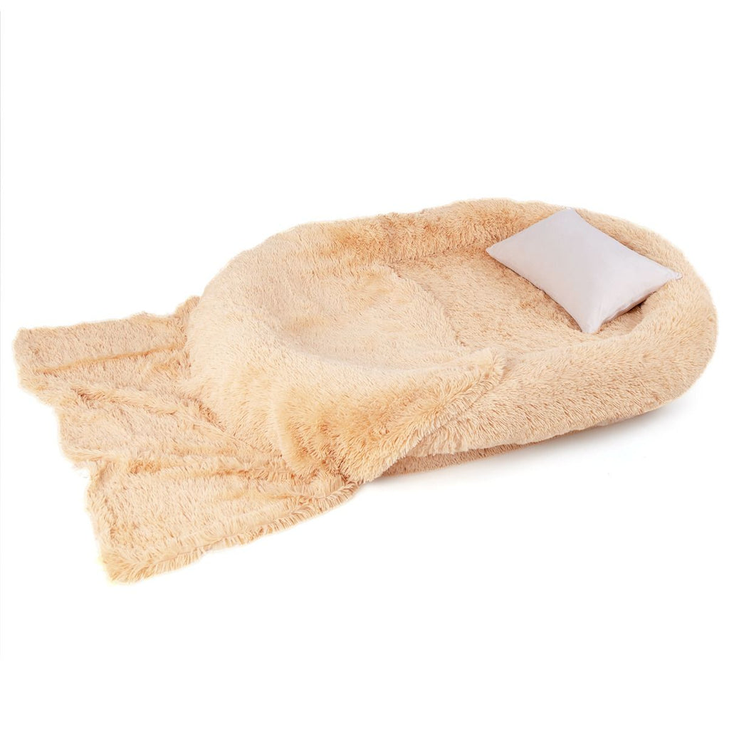 Letto per Cani Umani Con Coperta Rimovibile Cuscino Morbido Presente, Letto Pelo Finto Lavabile Adatto a Persone E Animali 2 Colori