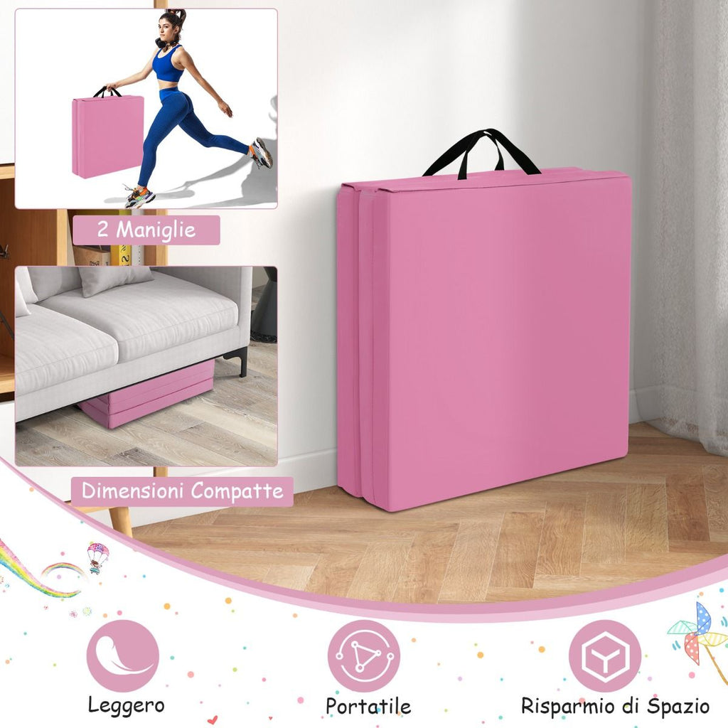 Tappetino Yoga Pieghevole in Pelle PU, Materassino Fitness Spessore Multifunzionale E Antiscivolo 180X60X5Cm 9 Colori