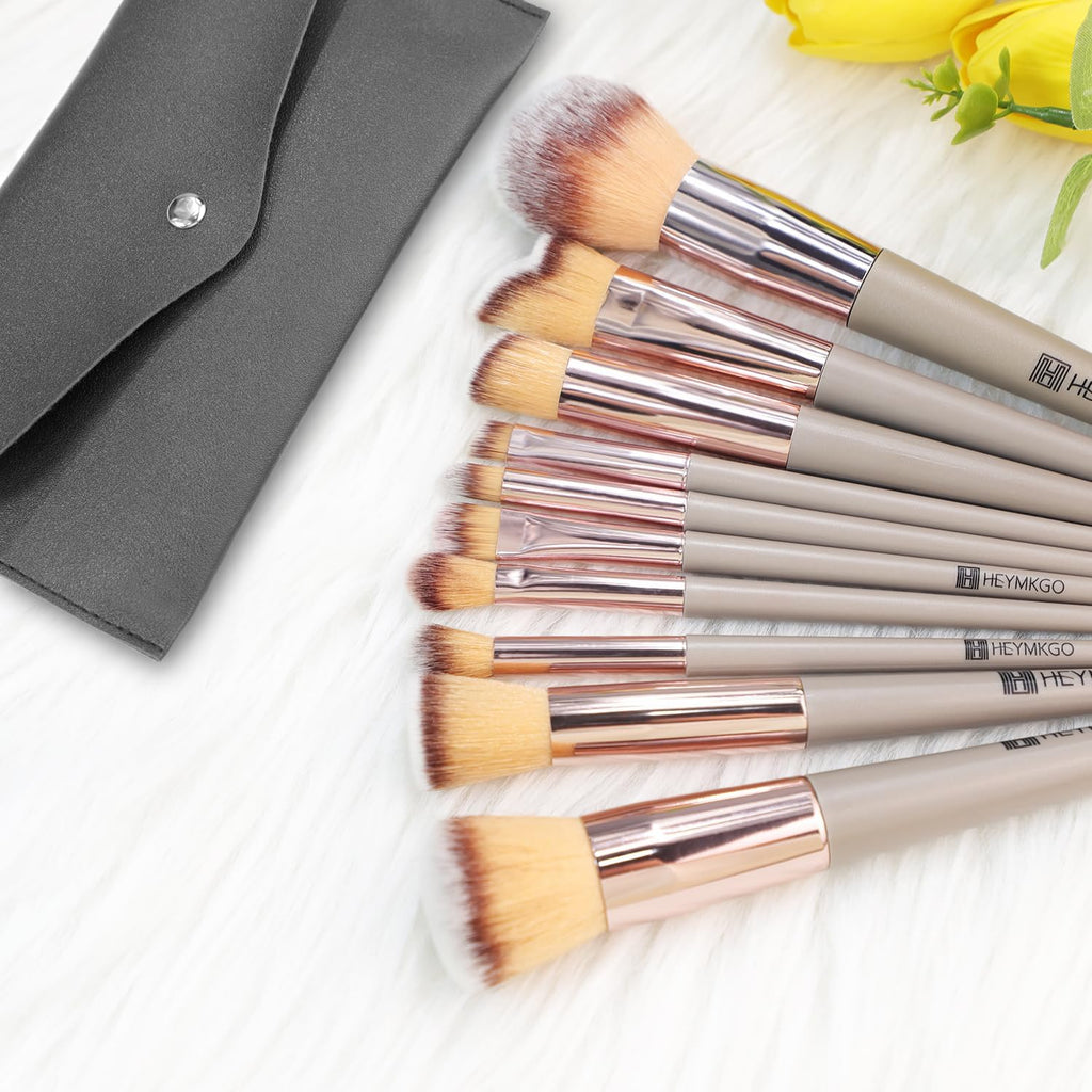Professional Makeup Brush Set, 10-Piece with PU Leather Case - Ideal Gift for Daughters or Wives