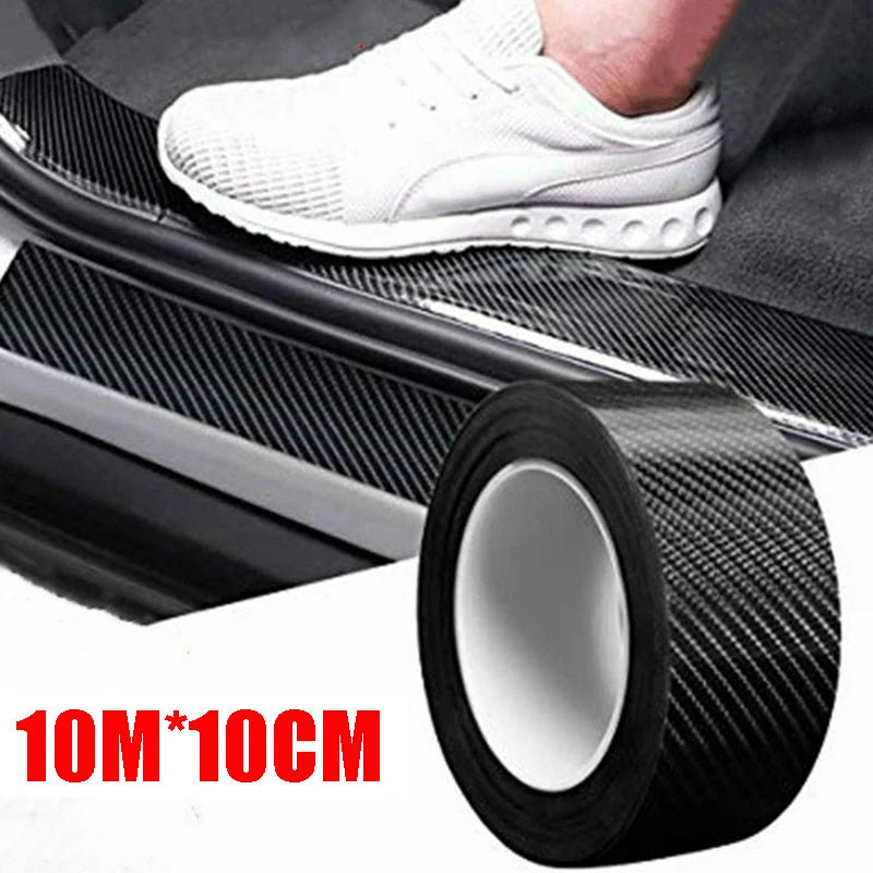 10/5M 3D Carbon Fiber Car Sticker DIY Paste Protector Strip Auto Door Sill Side Mirror anti Scratch Tape Waterproof Protect Film