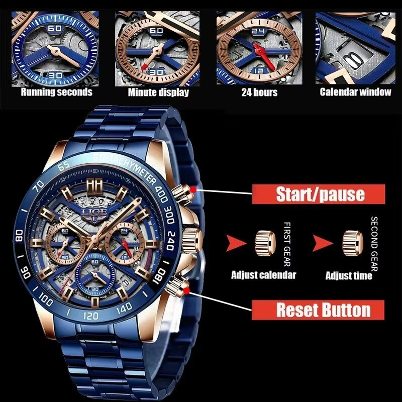 2026 New Men Watch Top Brand Luxury Hollow Watch Men Waterproof Sport Quartz Chronograph Wrist Watch Man Relogio Masculino