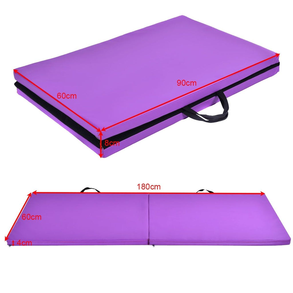 Tappetino Yoga Pieghevole Materassino Ginnastica Spessore Multifunzionale E Antiscivolo 180X60X4Cm Blu/Viola