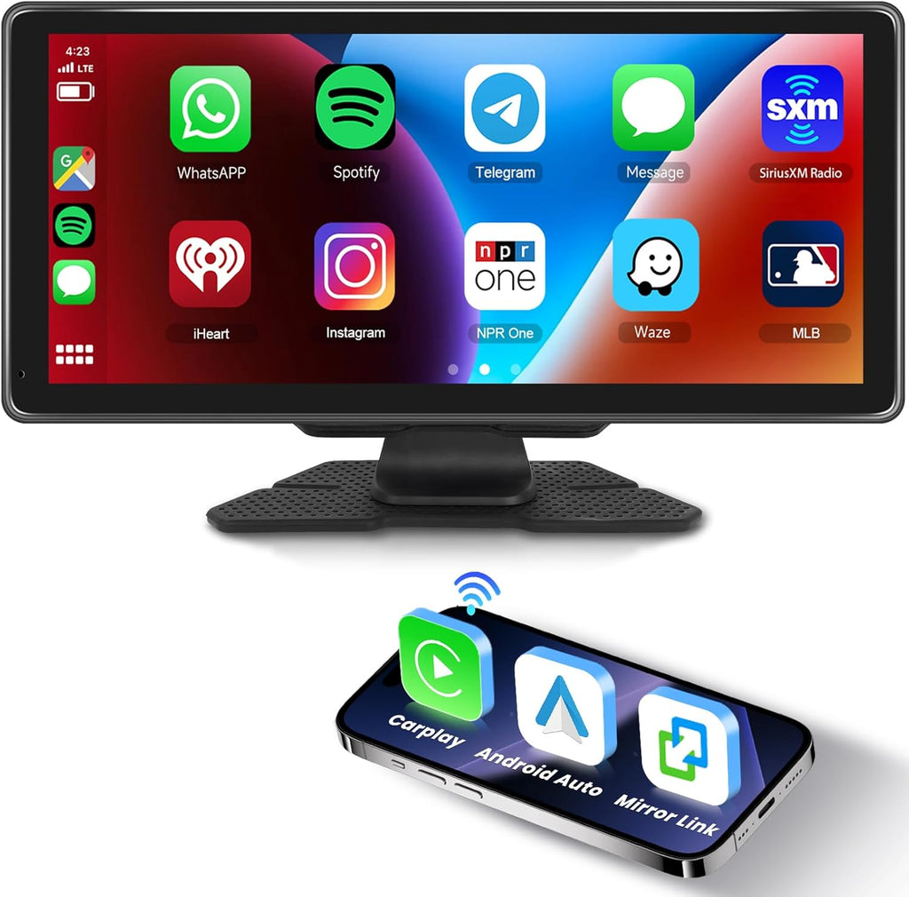 10.36-Inch Wireless Car Radio with CarPlay and Android Auto, Touch Screen Display, Bluetooth, Airplay, Mirror Link, FM/AUX/TF Compatibility