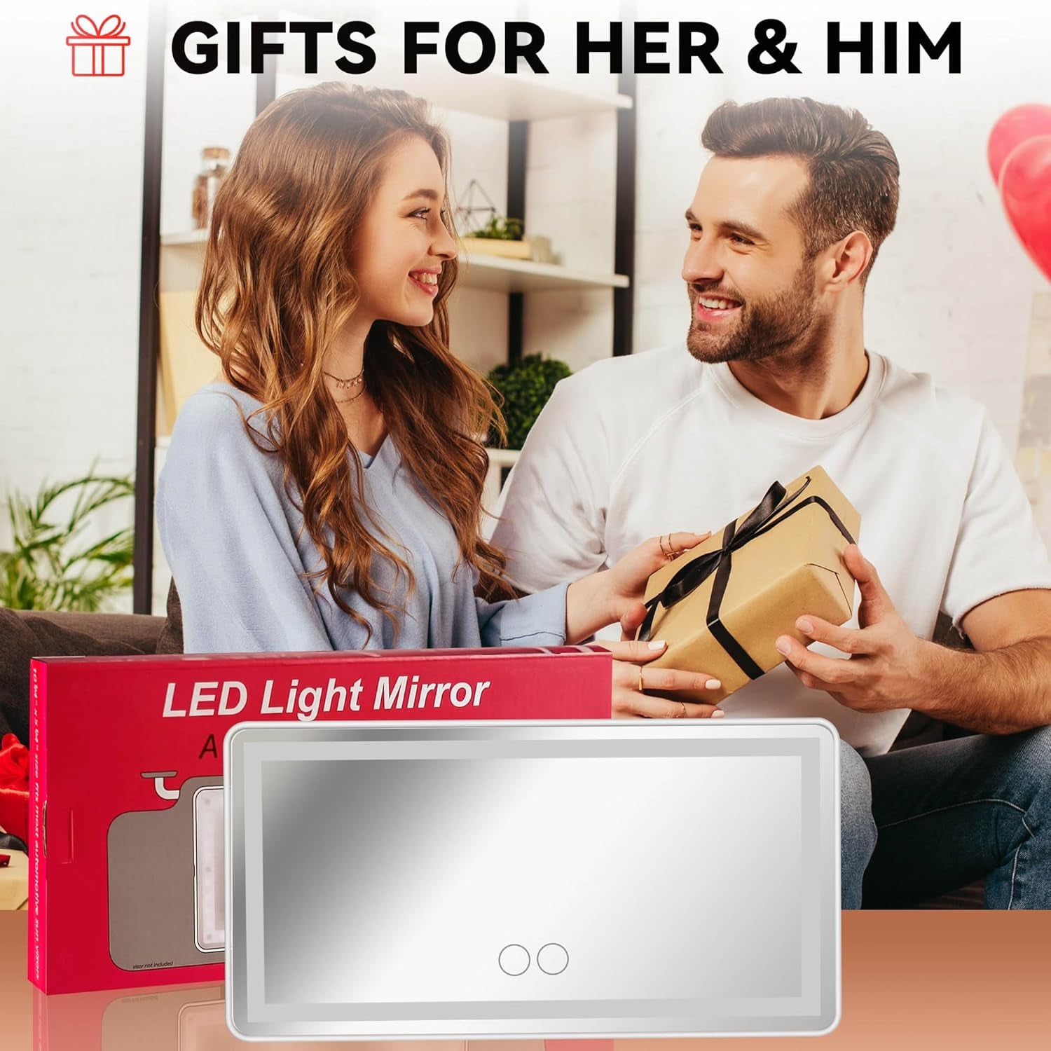 Auto LED Mirror - Three Lighting Modes - Dimmable Makeup Mirror with Integrated Lights - White