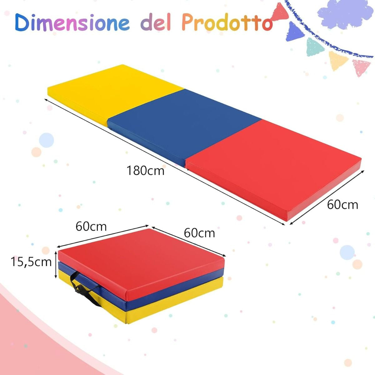 Tappetino Yoga Pieghevole in Pelle PU, Materassino Fitness Spessore Multifunzionale E Antiscivolo 180X60X5Cm 9 Colori