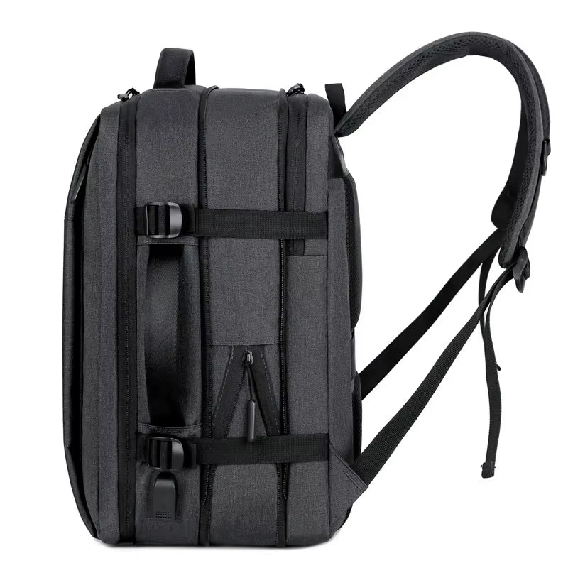 Versatile Business & Travel Backpack for Men - Expandable, Waterproof with USB Charging Port