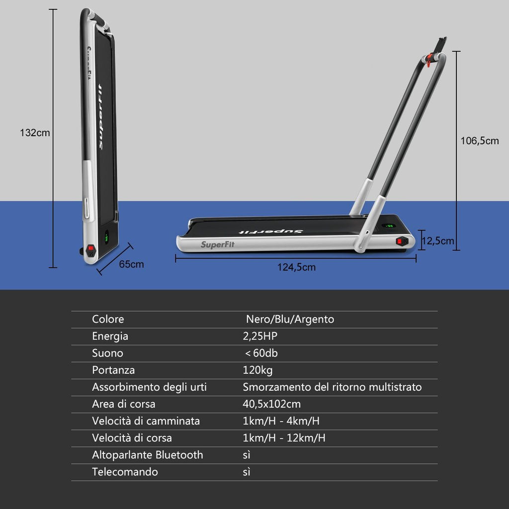 Tapis Roulant 2 in 1 Sotto La Scrivania, Tapis Roulant Elettrico 560W Con Schermo LED