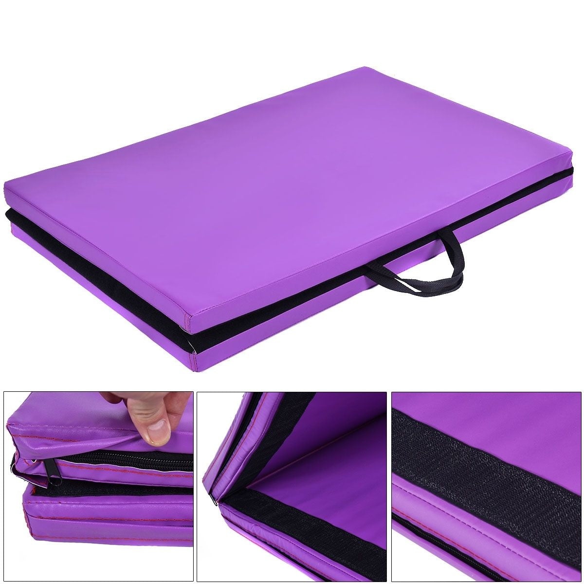 Tappetino Yoga Pieghevole Materassino Ginnastica Spessore Multifunzionale E Antiscivolo 180X60X4Cm Blu/Viola