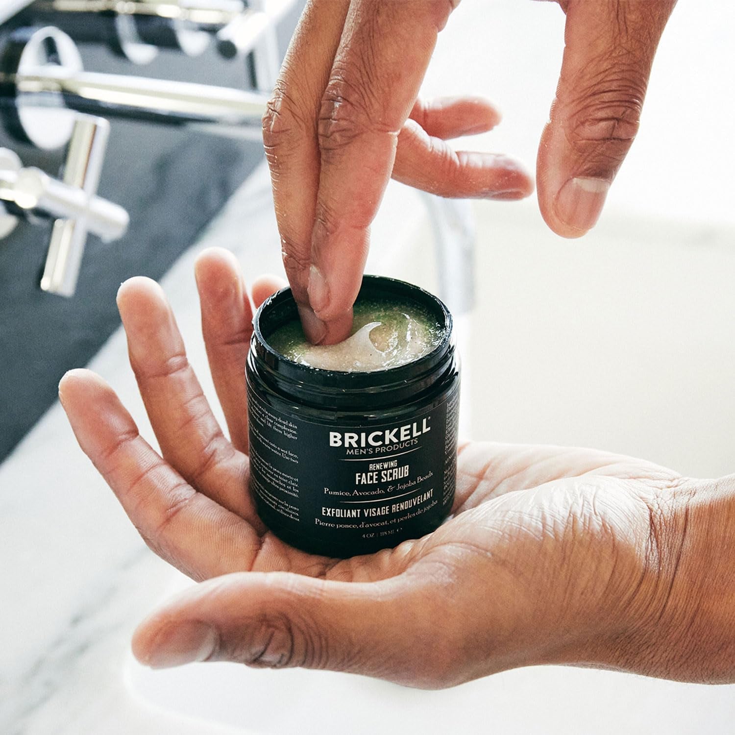 Revitalize Your Skin with Brickell Men's Natural Exfoliating Face Scrub – Jojoba Beads & Coffee Extract for a Flawless Shave, 118ml
