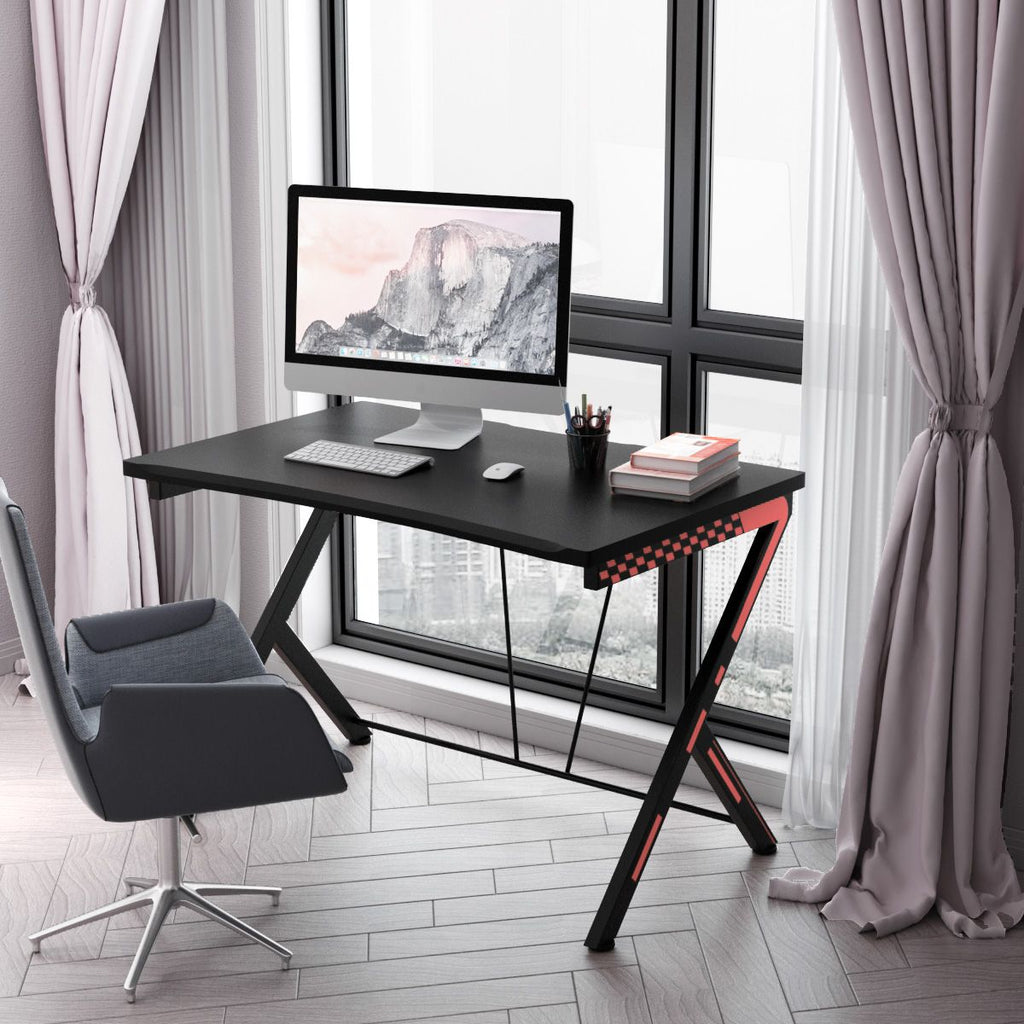 Scrivania Gaming Ergonomica Da 116Cm, Scrivania Multiuso per PC Con Struttura in Metallo Nero